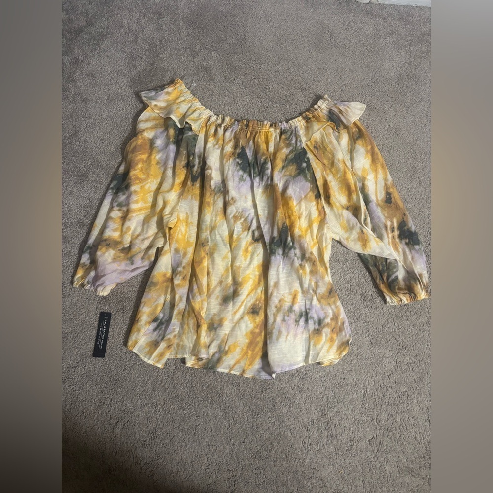 Zac & Rachel Womens Blouse Tie Dye Off Shoulder Boho 3/4 Balloon
Sleeve Large - Picture 11 of 15